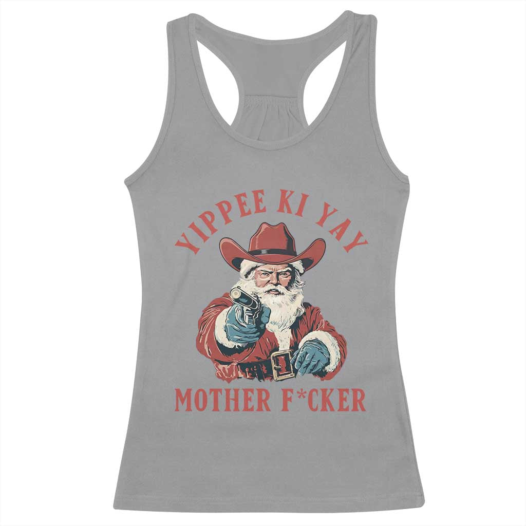 Yippee Ki Yay Mother Fcker Racerback Tank Top Funny Santa Gun Christmas - Wonder Print Shop