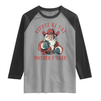 Yippee Ki Yay Mother Fcker Raglan Shirt Funny Santa Gun Christmas - Wonder Print Shop
