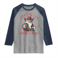 Yippee Ki Yay Mother Fcker Raglan Shirt Funny Santa Gun Christmas - Wonder Print Shop