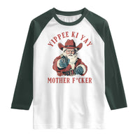 Yippee Ki Yay Mother Fcker Raglan Shirt Funny Santa Gun Christmas - Wonder Print Shop