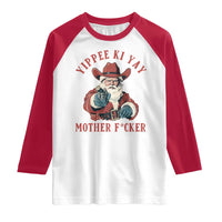 Yippee Ki Yay Mother Fcker Raglan Shirt Funny Santa Gun Christmas - Wonder Print Shop