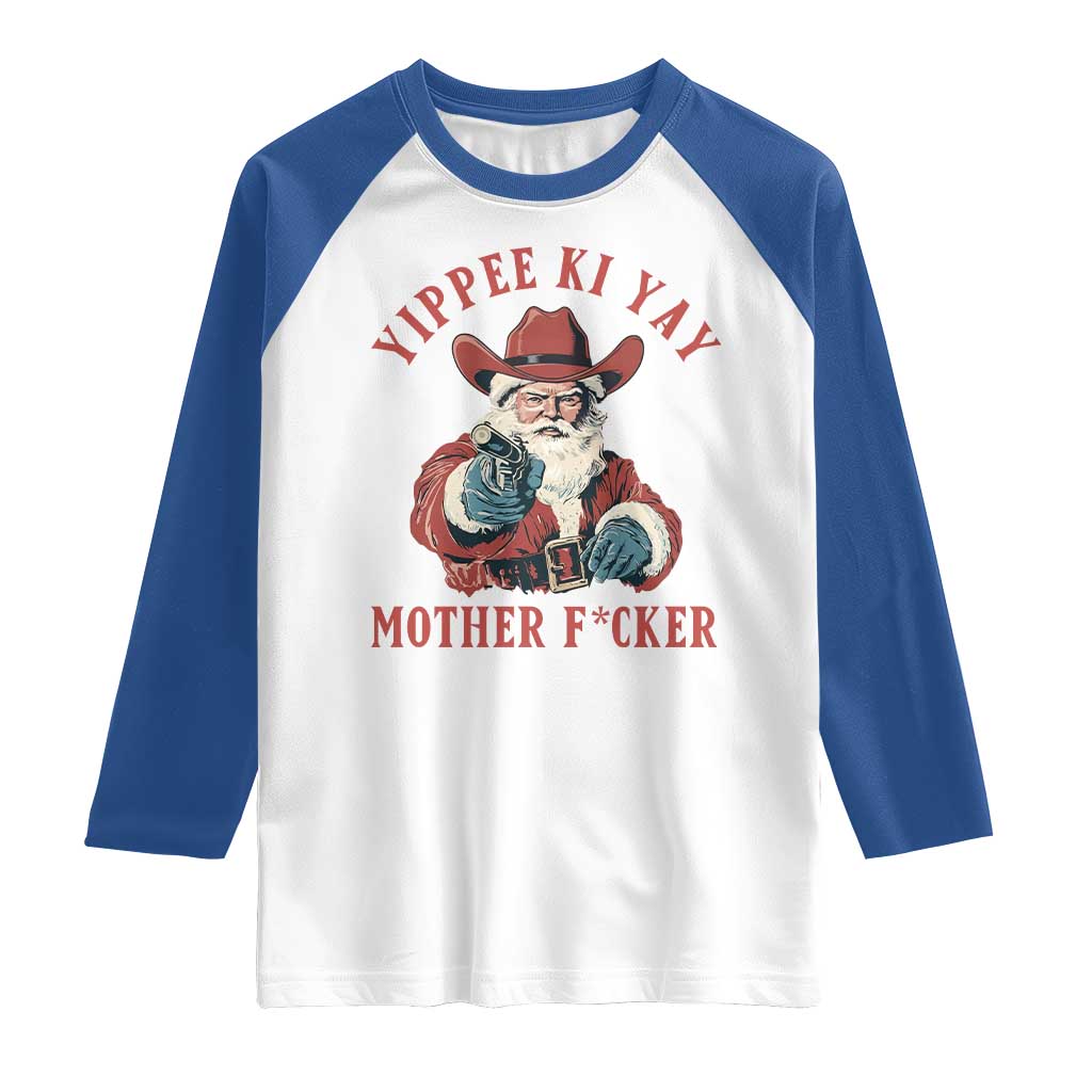 Yippee Ki Yay Mother Fcker Raglan Shirt Funny Santa Gun Christmas - Wonder Print Shop
