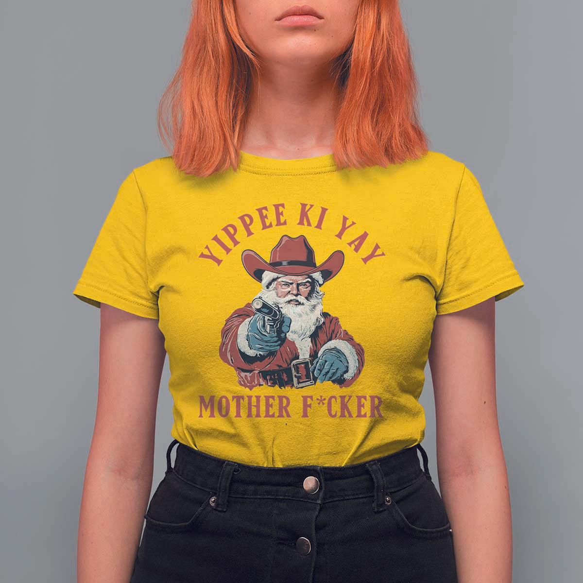 Yippee Ki Yay Mother Fcker T Shirt For Women Funny Santa Gun Christmas - Wonder Print Shop