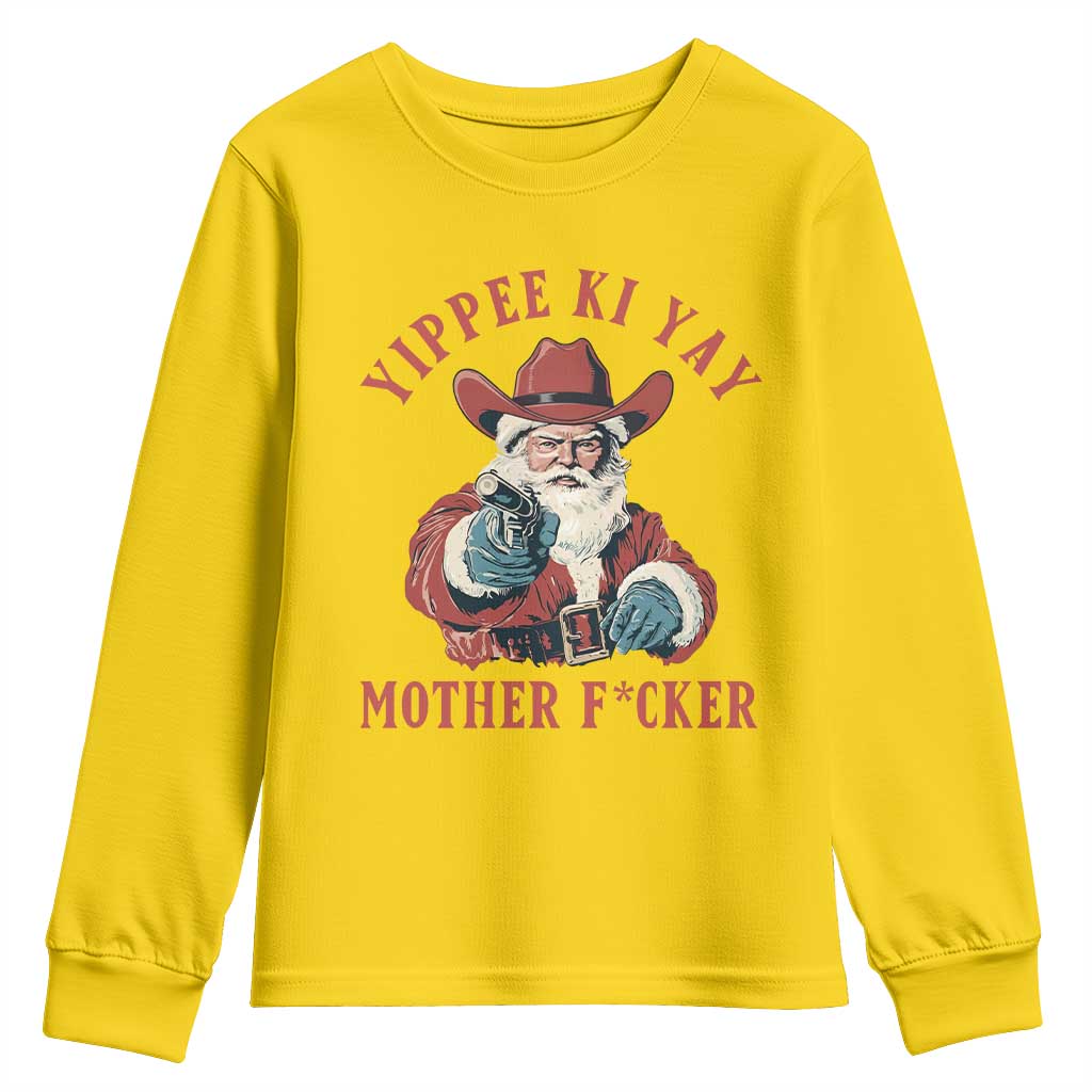Yippee Ki Yay Mother Fcker Youth Sweatshirt Funny Santa Gun Christmas - Wonder Print Shop