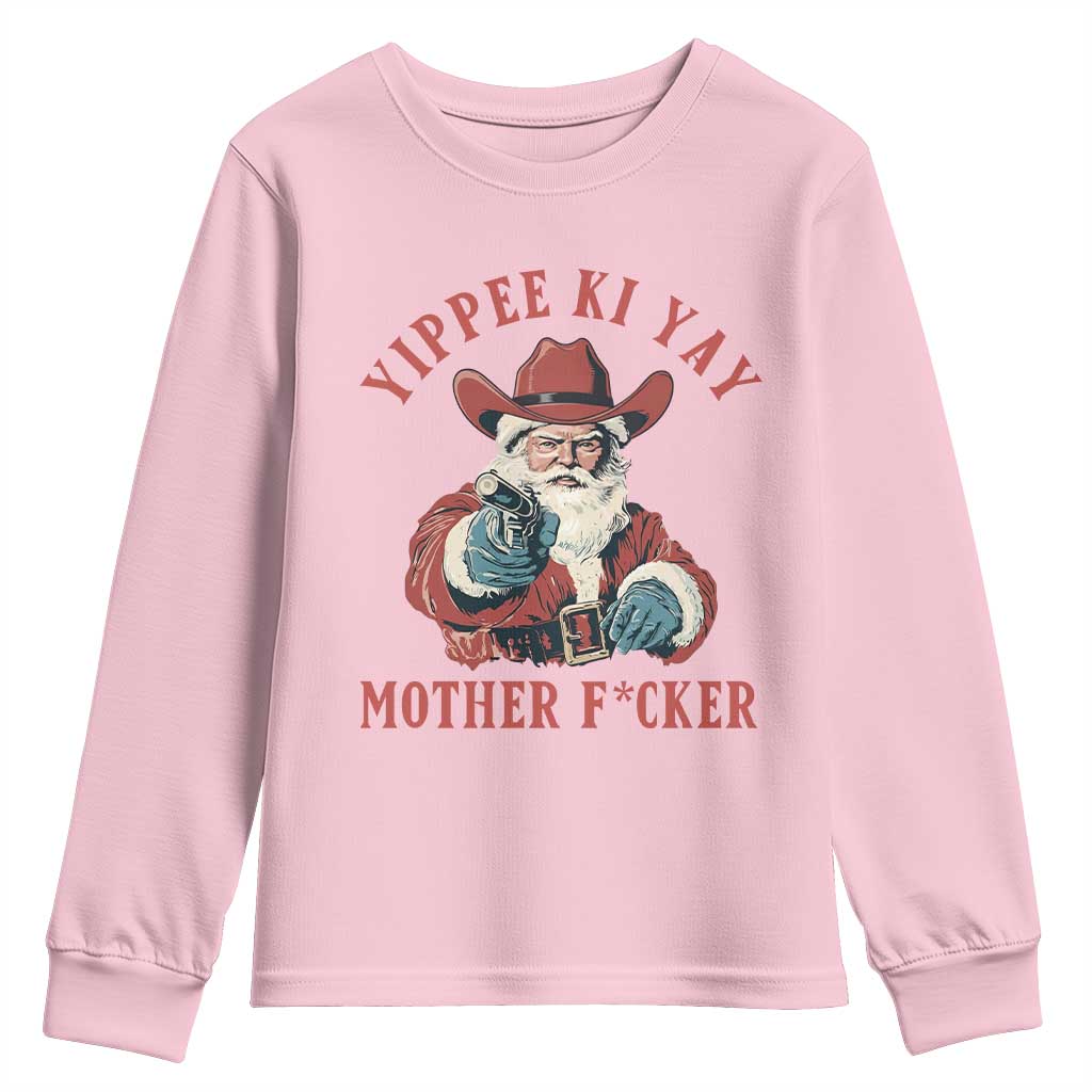 Yippee Ki Yay Mother Fcker Youth Sweatshirt Funny Santa Gun Christmas - Wonder Print Shop