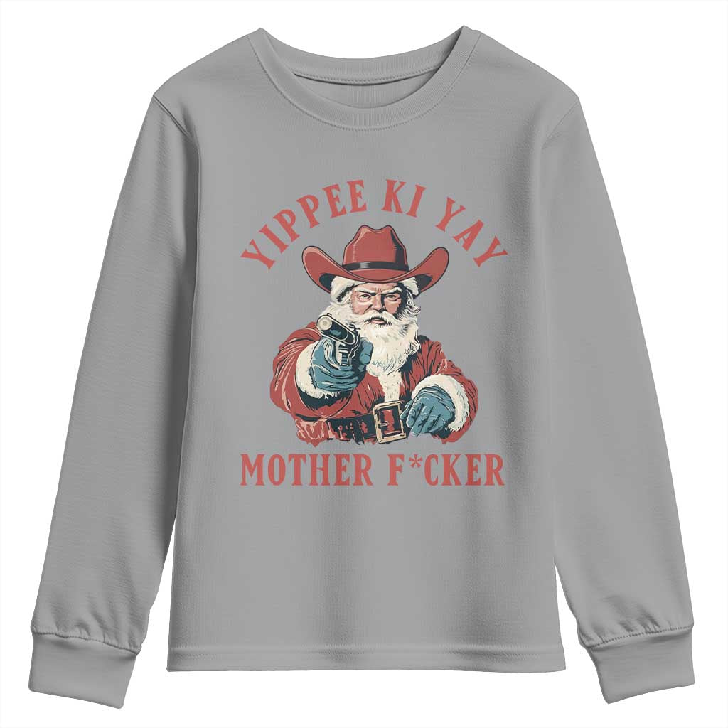 Yippee Ki Yay Mother Fcker Youth Sweatshirt Funny Santa Gun Christmas - Wonder Print Shop