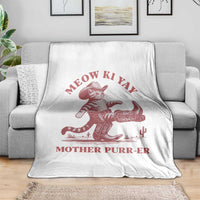 Funny Cowboy Cat Throw Blanket Western Rodeo Meow Ki Yay Mother Purrer - Wonder Print Shop
