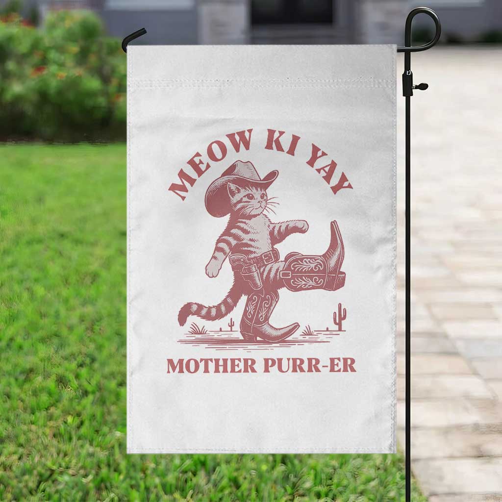 Funny Cowboy Cat Garden Flag Western Rodeo Meow Ki Yay Mother Purrer - Wonder Print Shop