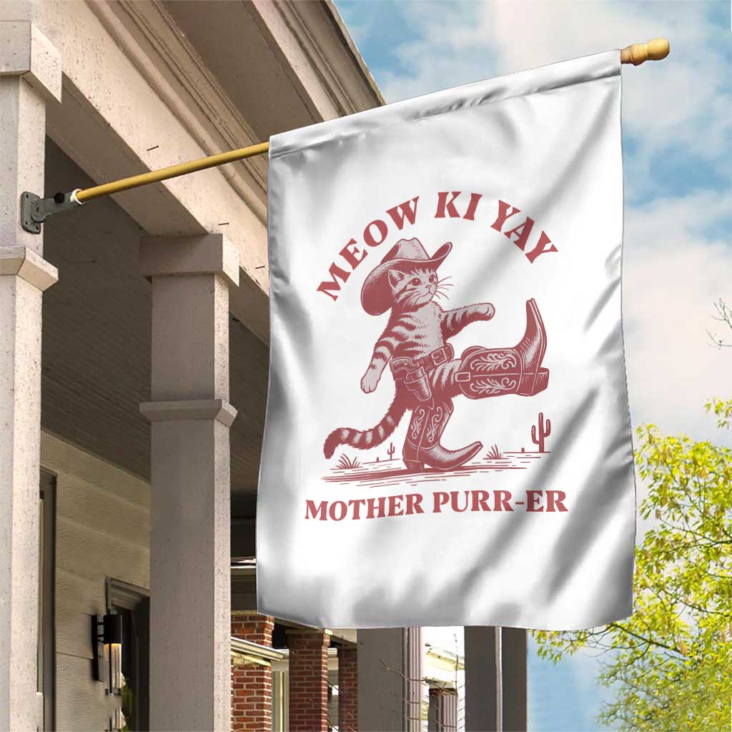 Funny Cowboy Cat Garden Flag Western Rodeo Meow Ki Yay Mother Purrer - Wonder Print Shop