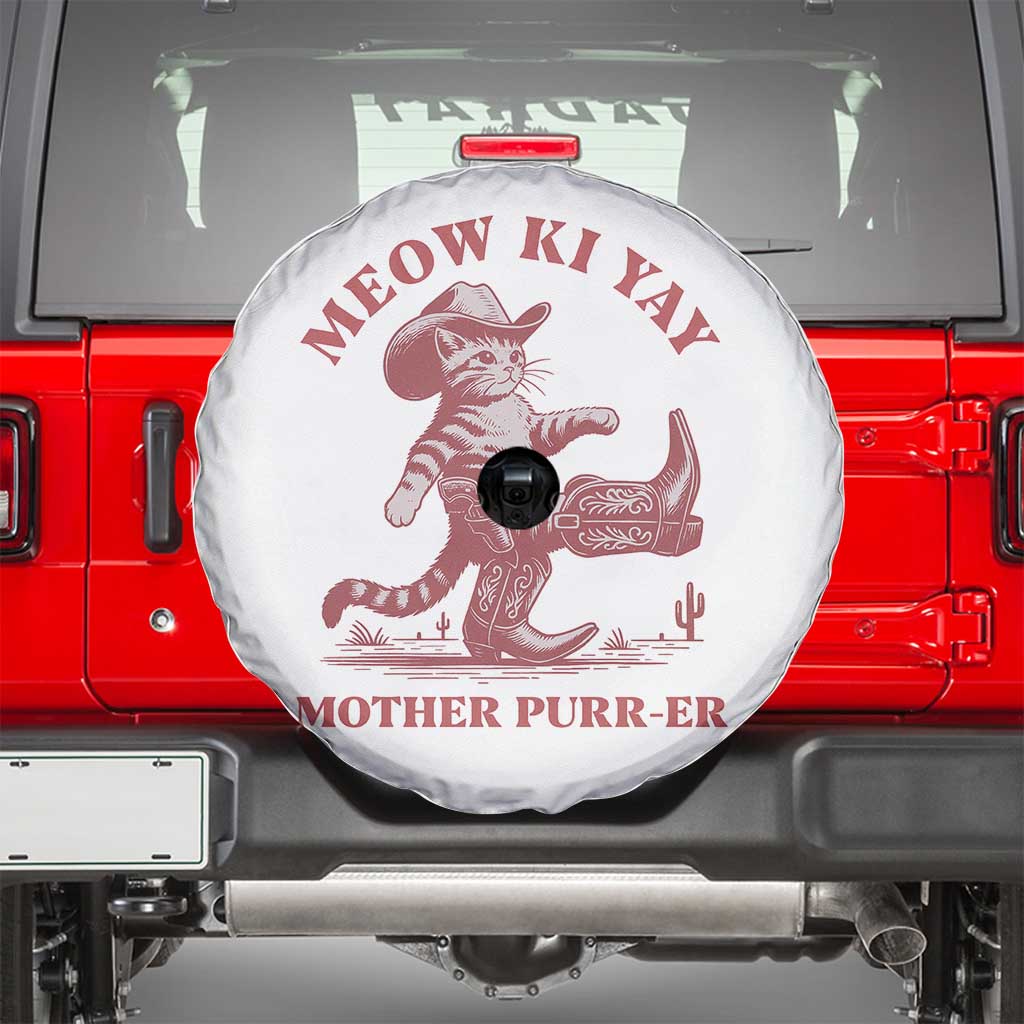 Funny Cowboy Cat Spare Tire Cover Western Rodeo Meow Ki Yay Mother Purrer - Wonder Print Shop