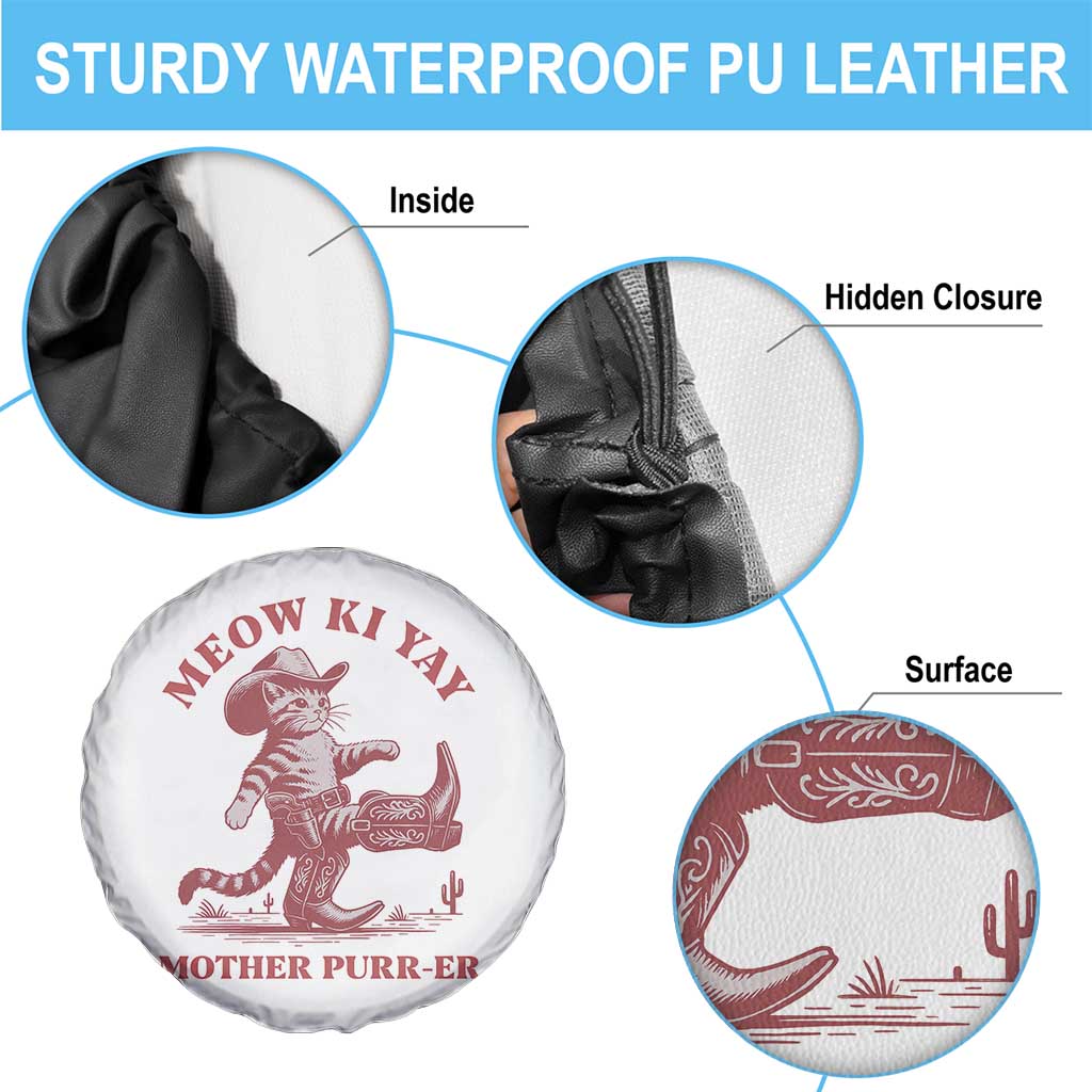 Funny Cowboy Cat Spare Tire Cover Western Rodeo Meow Ki Yay Mother Purrer - Wonder Print Shop