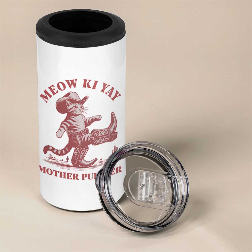 Funny Cowboy Cat 4 in 1 Can Cooler Tumbler Western Rodeo Meow Ki Yay Mother Purrer - Wonder Print Shop