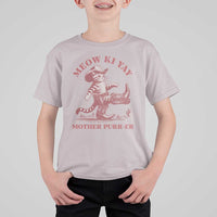 Funny Cowboy Cat T Shirt For Kid Western Rodeo Meow Ki Yay Mother Purrer - Wonder Print Shop