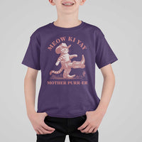 Funny Cowboy Cat T Shirt For Kid Western Rodeo Meow Ki Yay Mother Purrer - Wonder Print Shop