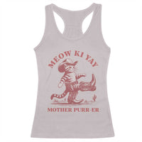 Funny Cowboy Cat Racerback Tank Top Western Rodeo Meow Ki Yay Mother Purrer - Wonder Print Shop