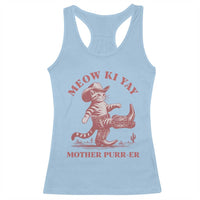 Funny Cowboy Cat Racerback Tank Top Western Rodeo Meow Ki Yay Mother Purrer - Wonder Print Shop
