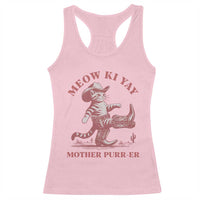 Funny Cowboy Cat Racerback Tank Top Western Rodeo Meow Ki Yay Mother Purrer - Wonder Print Shop