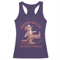 Funny Cowboy Cat Racerback Tank Top Western Rodeo Meow Ki Yay Mother Purrer - Wonder Print Shop