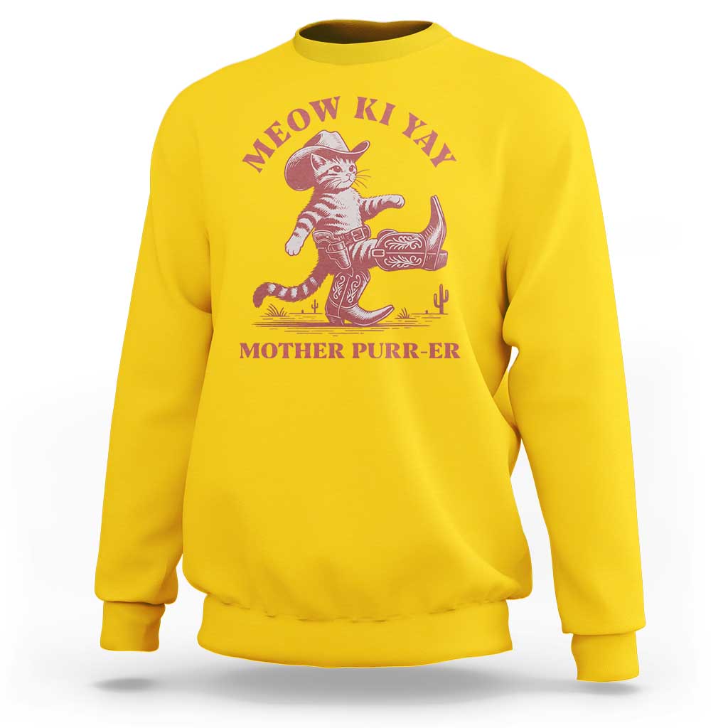 Funny Cowboy Cat Sweatshirt Western Rodeo Meow Ki Yay Mother Purrer - Wonder Print Shop