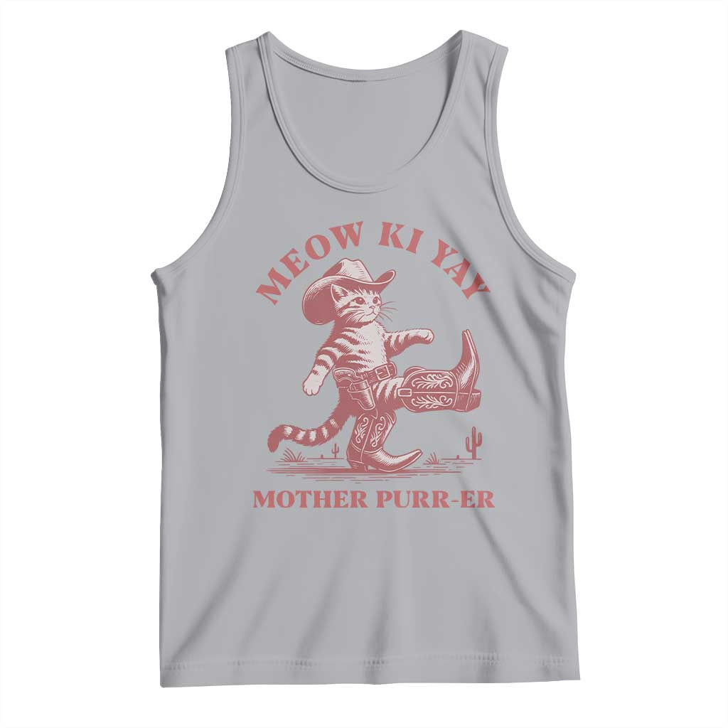 Funny Cowboy Cat Tank Top Western Rodeo Meow Ki Yay Mother Purrer - Wonder Print Shop