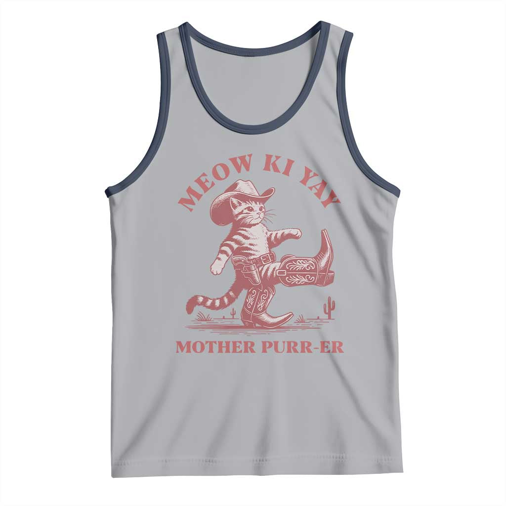 Funny Cowboy Cat Tank Top Western Rodeo Meow Ki Yay Mother Purrer - Wonder Print Shop