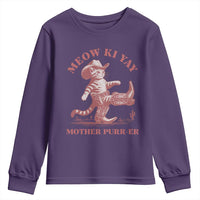 Funny Cowboy Cat Youth Sweatshirt Western Rodeo Meow Ki Yay Mother Purrer - Wonder Print Shop