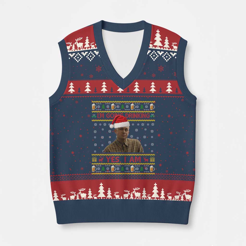 Charlie Hunnam Ed Gein V-Neck Knit Sweater Vest I Am Going Drinking Yes I Am Xmas - Wonder Print Shop