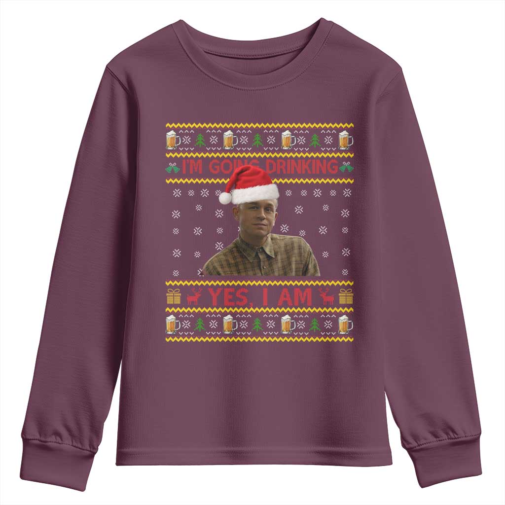 Charlie Hunnam Ed Gein Youth Sweatshirt I Am Going Drinking Yes I Am Christmas - Wonder Print Shop