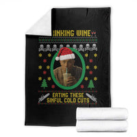 Charlie Hunnam Ed Gein Throw Blanket Drinking Wine Eating These Sinful Cold Cuts - Wonder Print Shop
