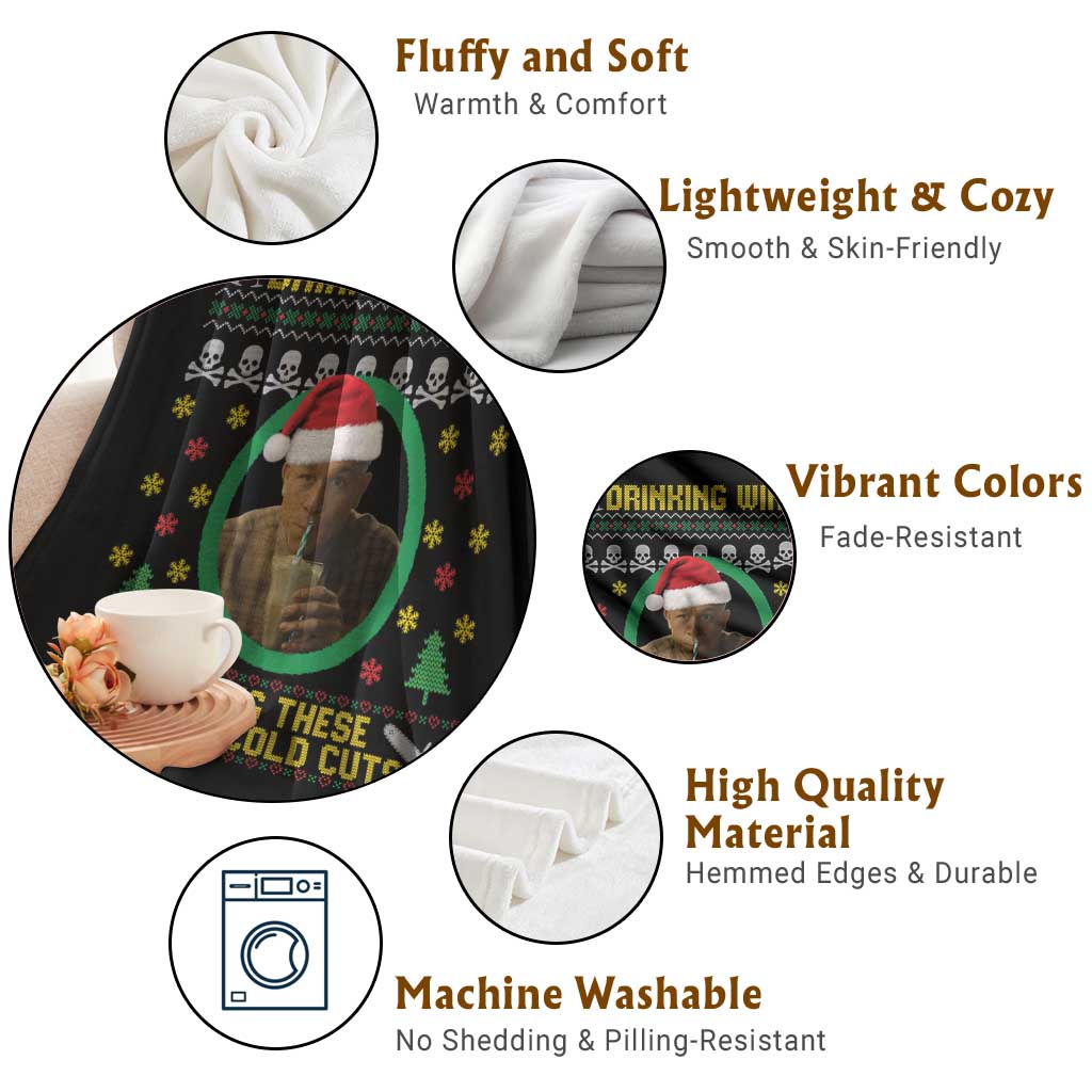 Charlie Hunnam Ed Gein Throw Blanket Drinking Wine Eating These Sinful Cold Cuts - Wonder Print Shop