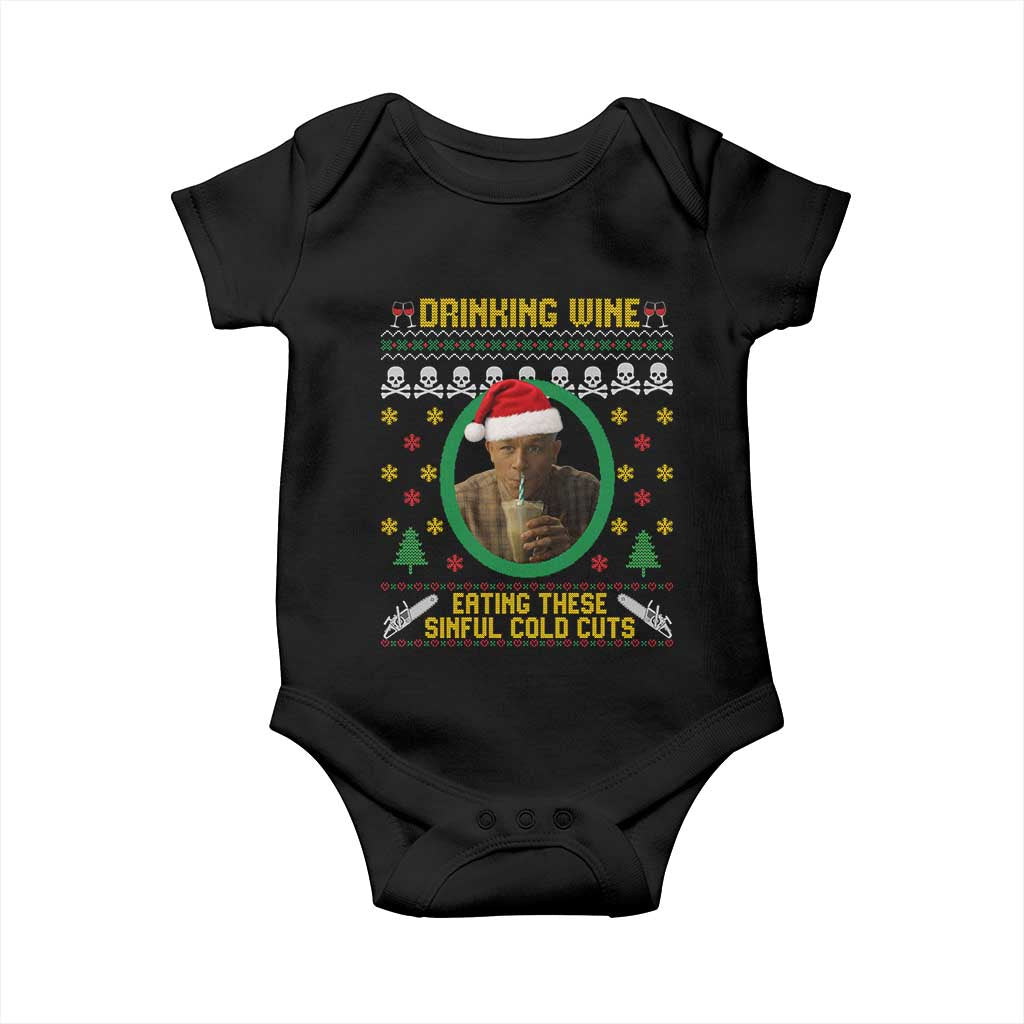Charlie Hunnam Ed Gein Baby Onesie Drinking Wine Eating These Sinful Cold Cuts - Wonder Print Shop