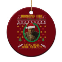 Charlie Hunnam Ed Gein Ceramic Ornament Drinking Wine Eating These Sinful Cold Cuts - Wonder Print Shop