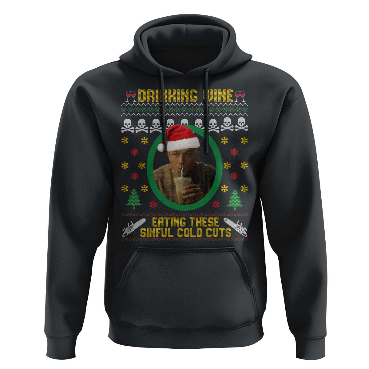 Charlie Hunnam Ed Gein Hoodie Drinking Wine Eating These Sinful Cold Cuts - Wonder Print Shop
