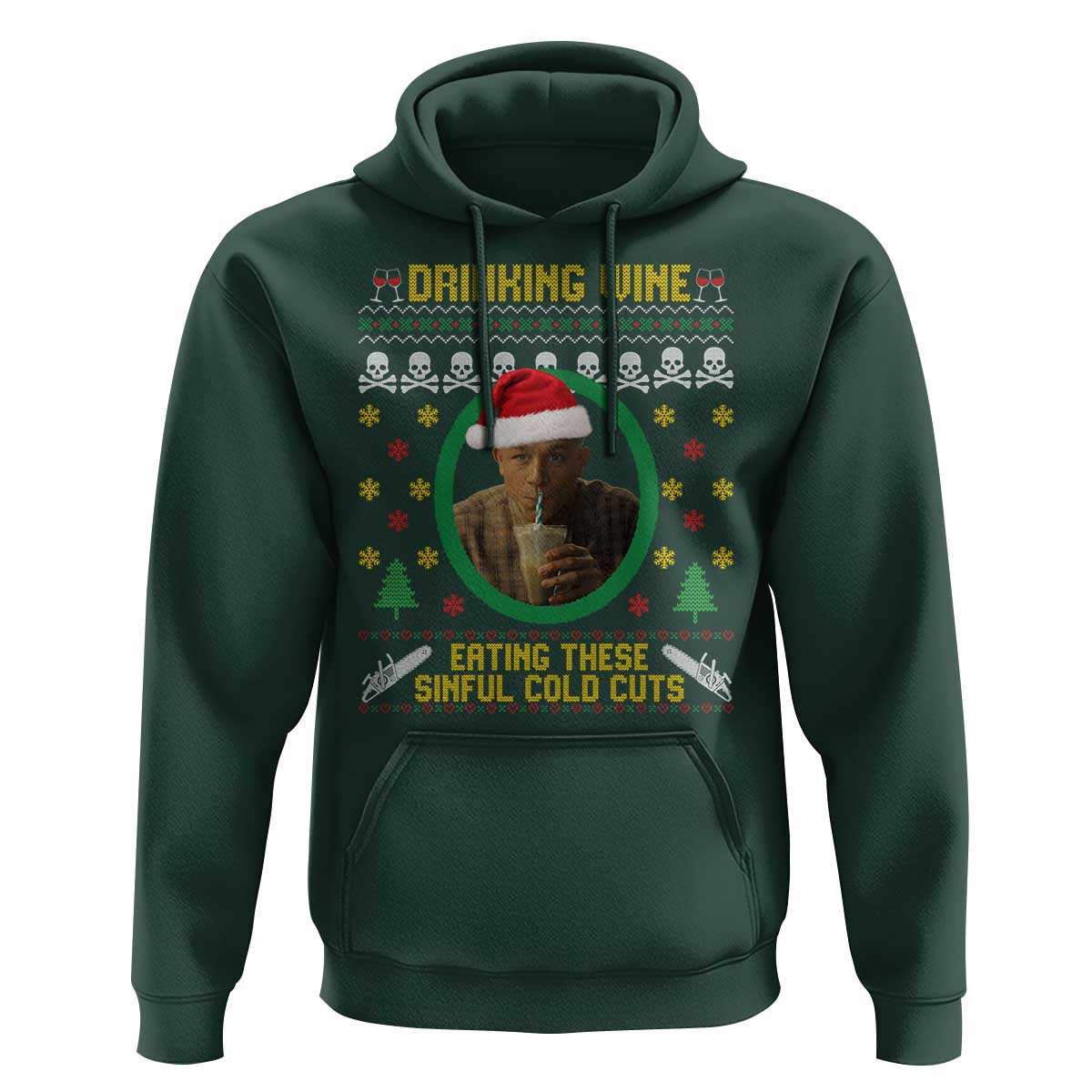 Charlie Hunnam Ed Gein Hoodie Drinking Wine Eating These Sinful Cold Cuts - Wonder Print Shop