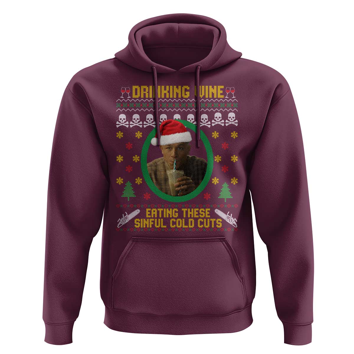 Charlie Hunnam Ed Gein Hoodie Drinking Wine Eating These Sinful Cold Cuts - Wonder Print Shop