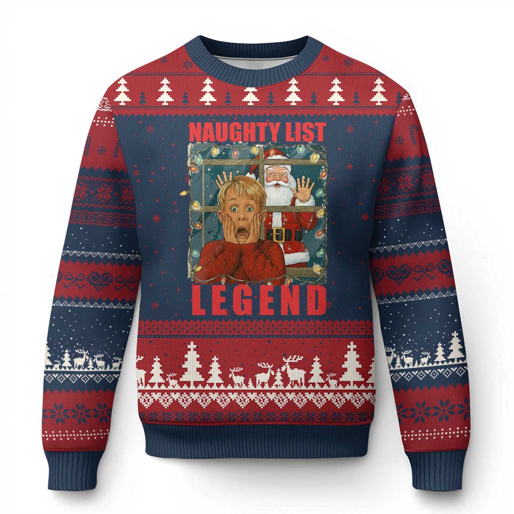 Santa Xmas Movie Funny Ugly Christmas Sweater Naughty List Legend - Wonder Print Shop