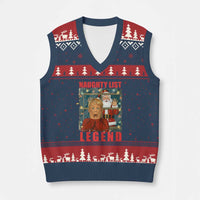 Santa Xmas Movie Funny V-Neck Knit Sweater Vest Naughty List Legend - Wonder Print Shop