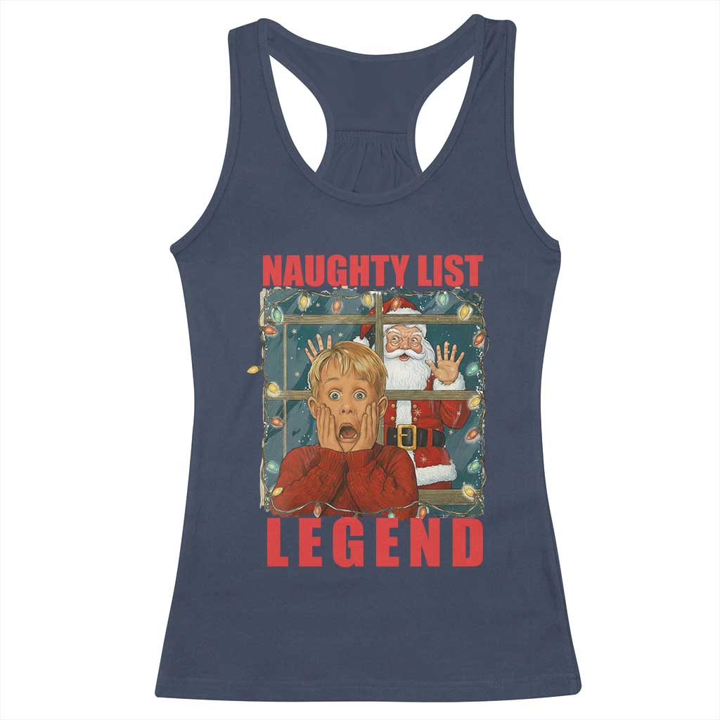 Santa Christmas Movie Funny Racerback Tank Top Naughty List Legend - Wonder Print Shop