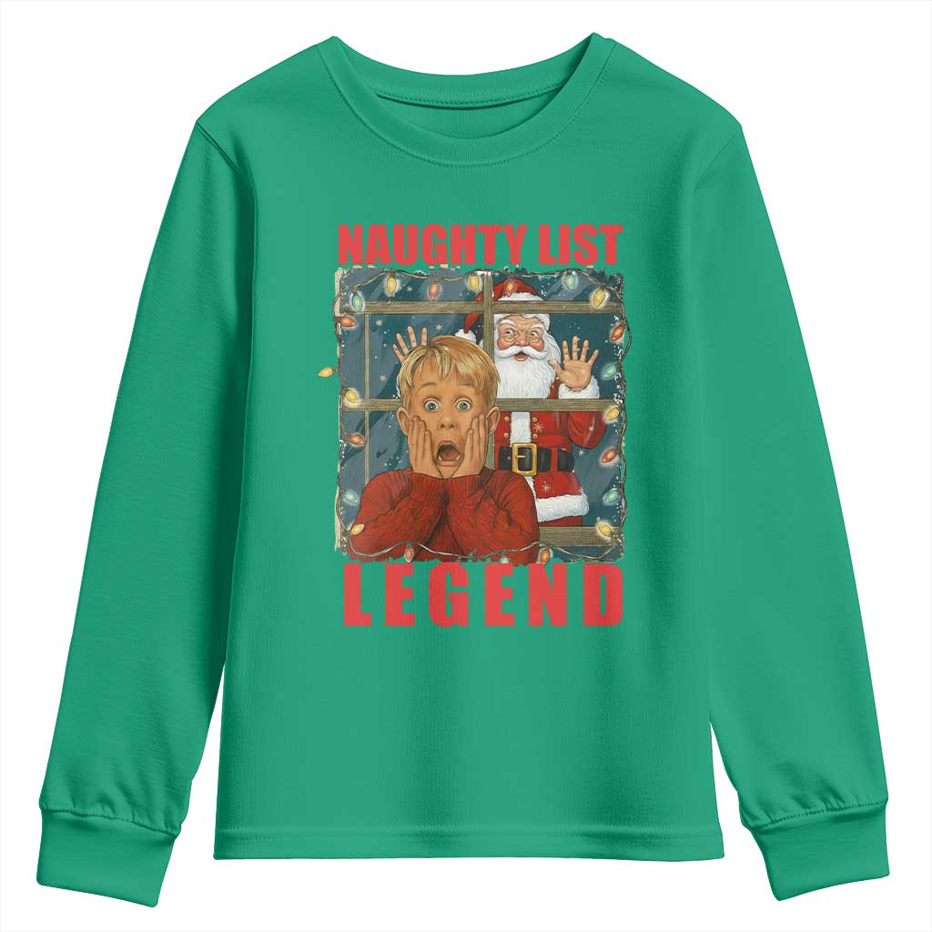 Santa Christmas Movie Funny Youth Sweatshirt Naughty List Legend - Wonder Print Shop