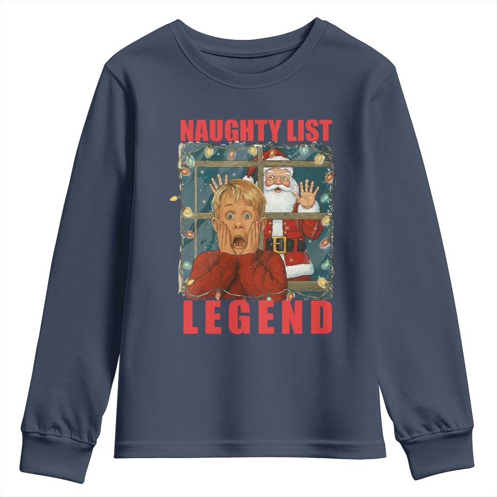 Santa Christmas Movie Funny Youth Sweatshirt Naughty List Legend - Wonder Print Shop