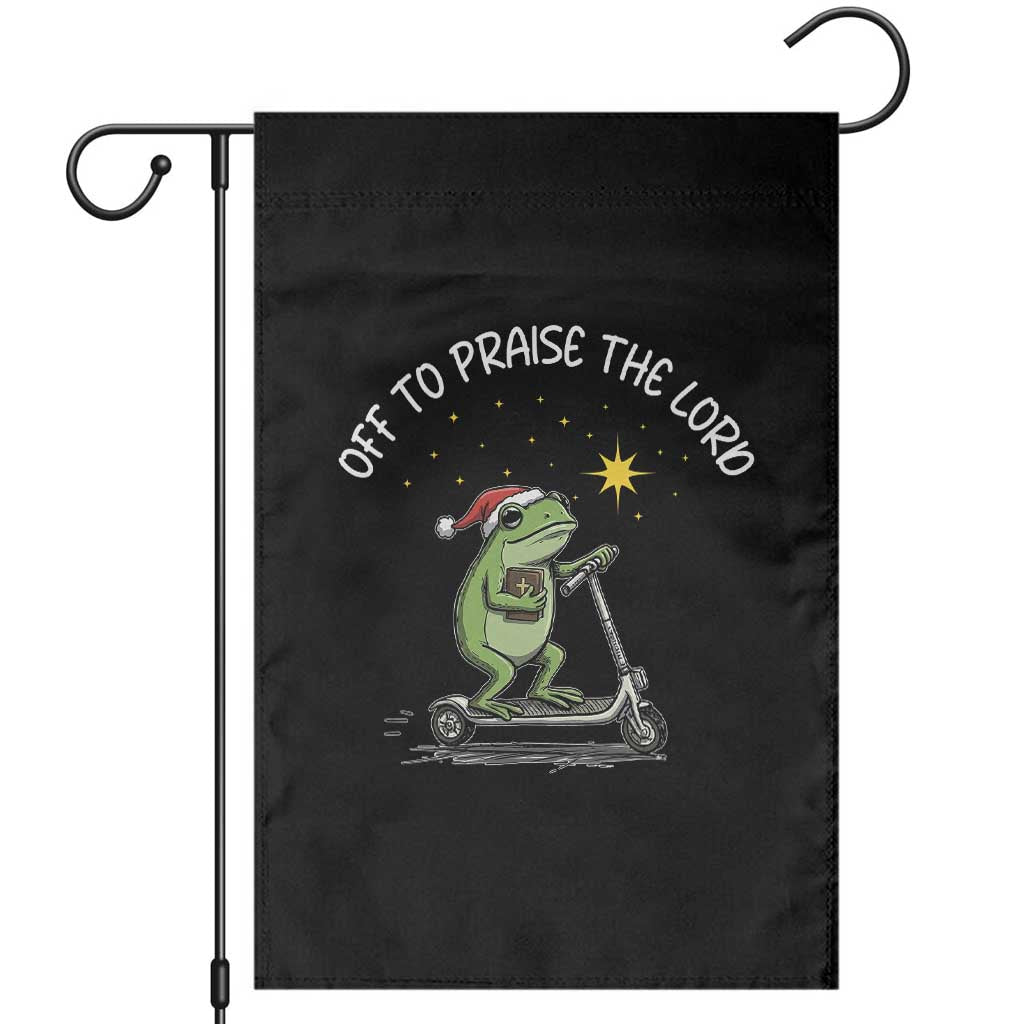 Funny Frog Christian Garden Flag Off To Praise The Lord - Wonder Print Shop