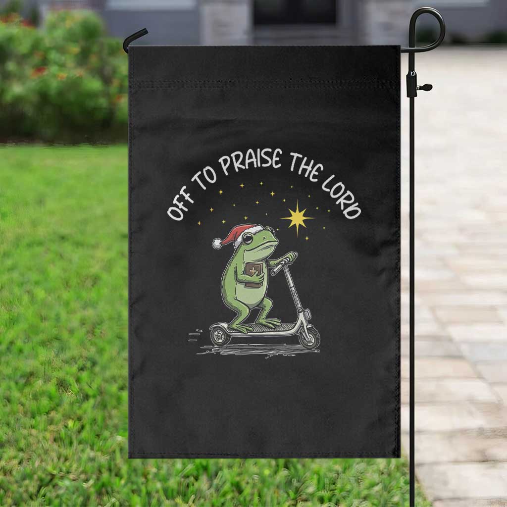 Funny Frog Christian Garden Flag Off To Praise The Lord - Wonder Print Shop