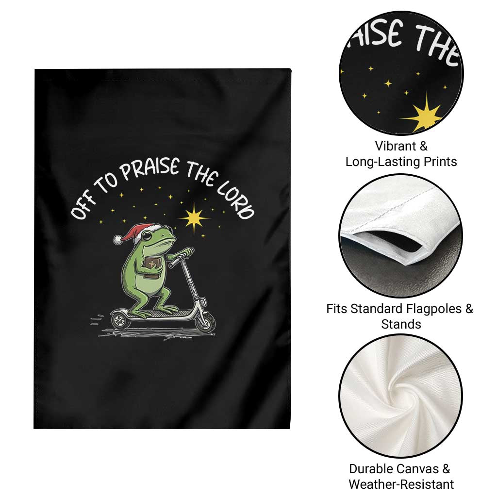 Funny Frog Christian Garden Flag Off To Praise The Lord - Wonder Print Shop