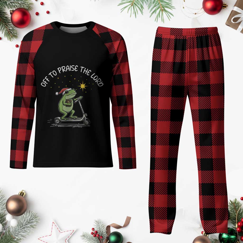 Funny Frog Christian Plaid Pajama Set Off To Praise The Lord - Wonder Print Shop