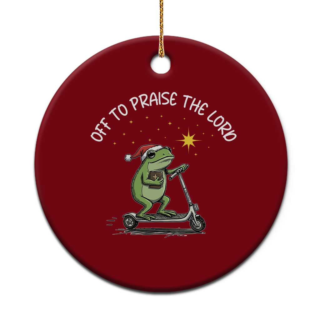 Funny Frog Christian Ceramic Ornament Off To Praise The Lord - Wonder Print Shop