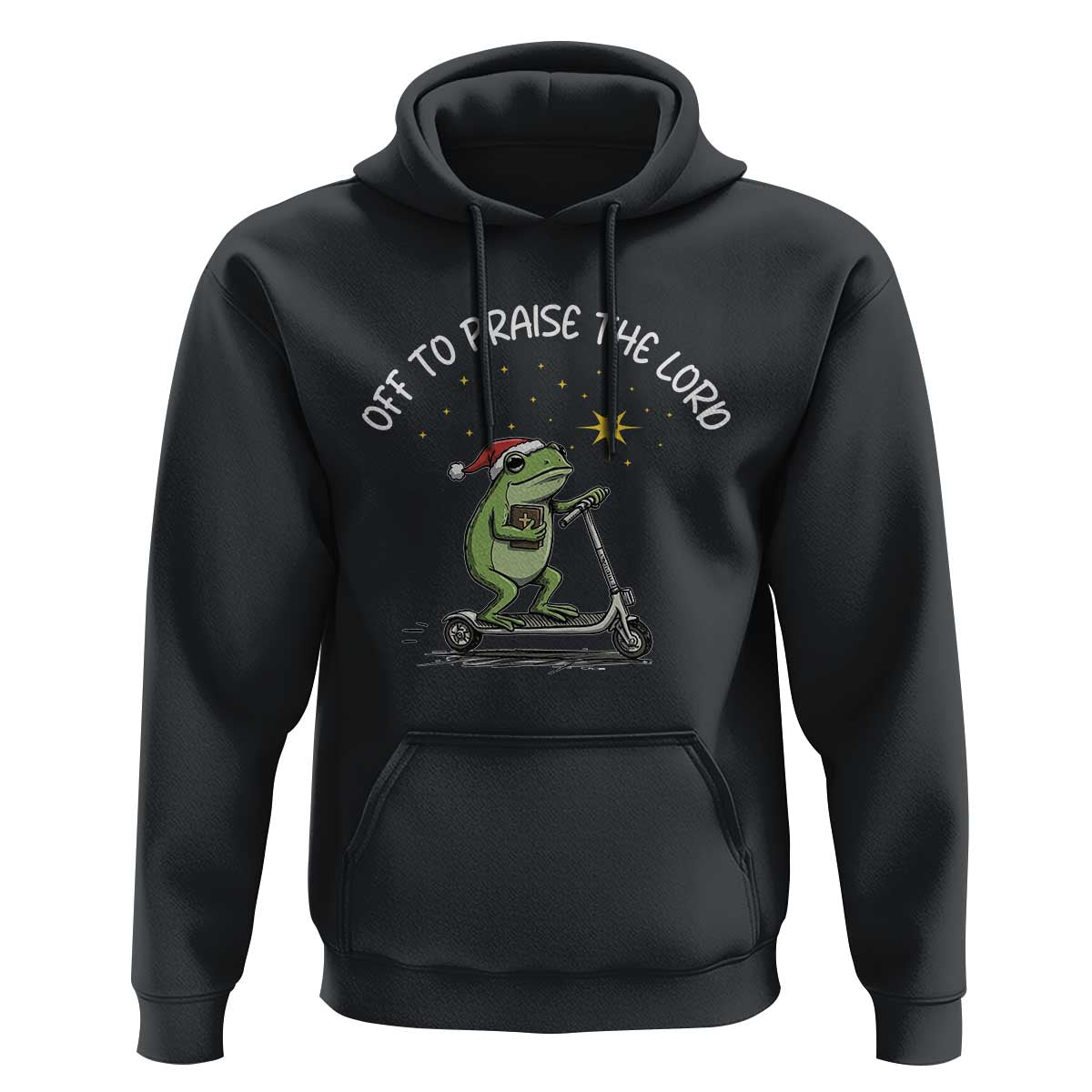 Funny Frog Christian Hoodie Off To Praise The Lord - Wonder Print Shop