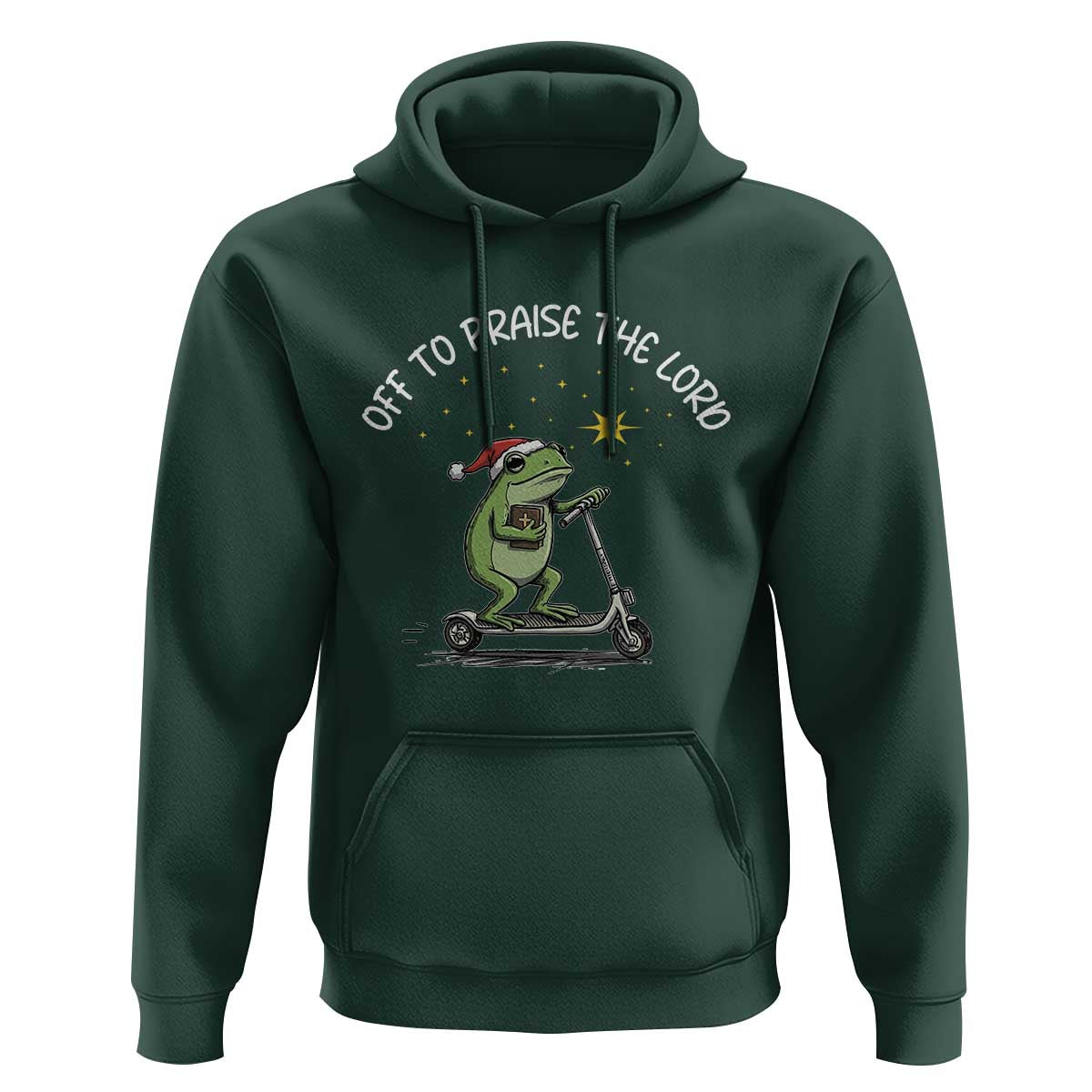 Funny Frog Christian Hoodie Off To Praise The Lord - Wonder Print Shop