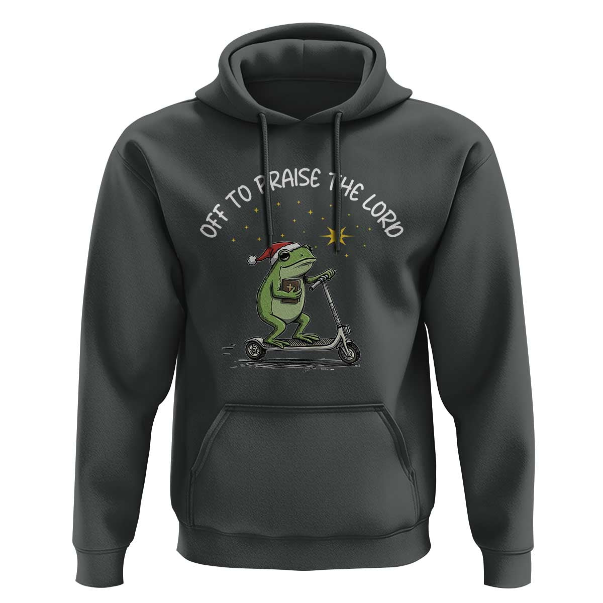 Funny Frog Christian Hoodie Off To Praise The Lord - Wonder Print Shop
