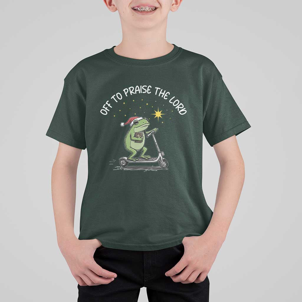 Funny Frog Christian T Shirt For Kid Off To Praise The Lord - Wonder Print Shop