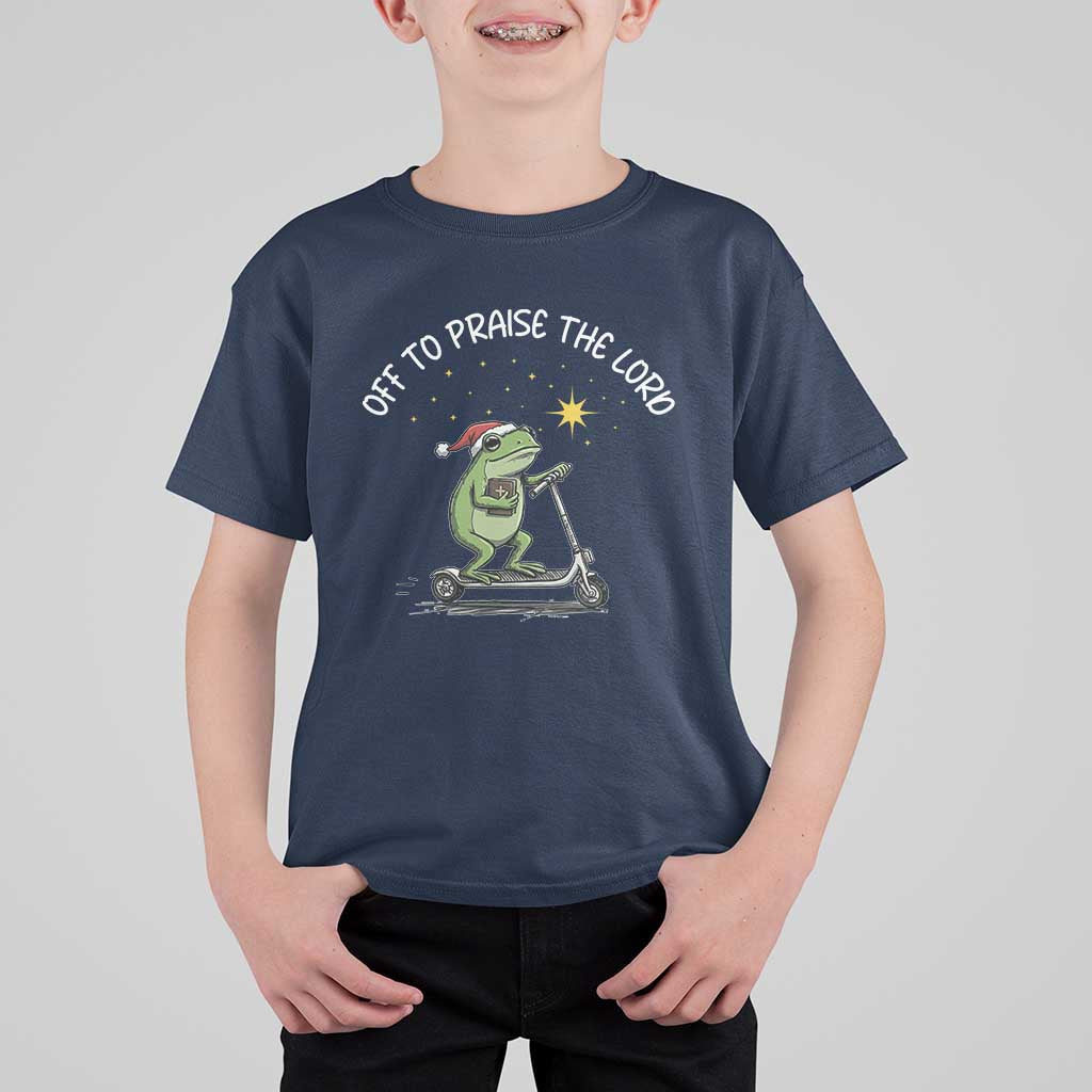 Funny Frog Christian T Shirt For Kid Off To Praise The Lord - Wonder Print Shop
